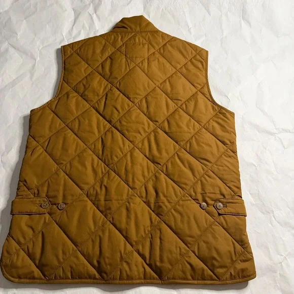J Crew Mens Quilted Barn Chore Vest Brown Full Zip Outerwear Pockets Size M - Picture 2 of 7